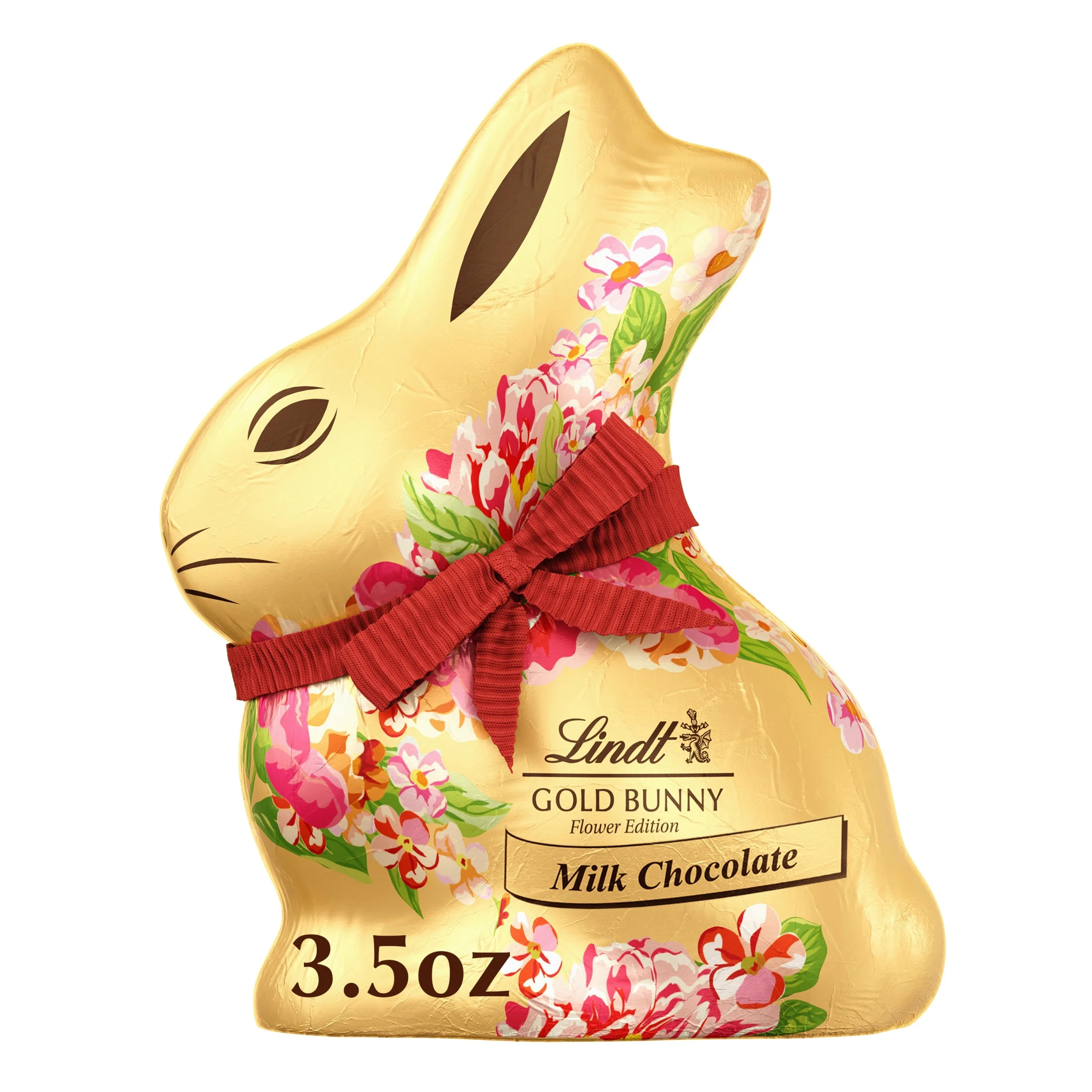 Lindt Gold Bunny, Milk Chocolate, Floral Easter Chocolate Candy Bunny, 3.5 oz, 1 Count | Walmart (US)
