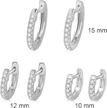 Dangle Hoop Earrings Pack 18k White Gold Plated Drop Huggie Earrings Hypoallergenicn Hoop Earring... | Amazon (US)