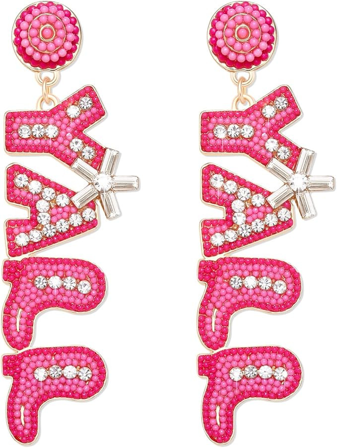 Western Earrings Cute Cowgirl Dangle Beaded Earrings Handmade Crystal Y’ALL Southern Western Dr... | Amazon (US)