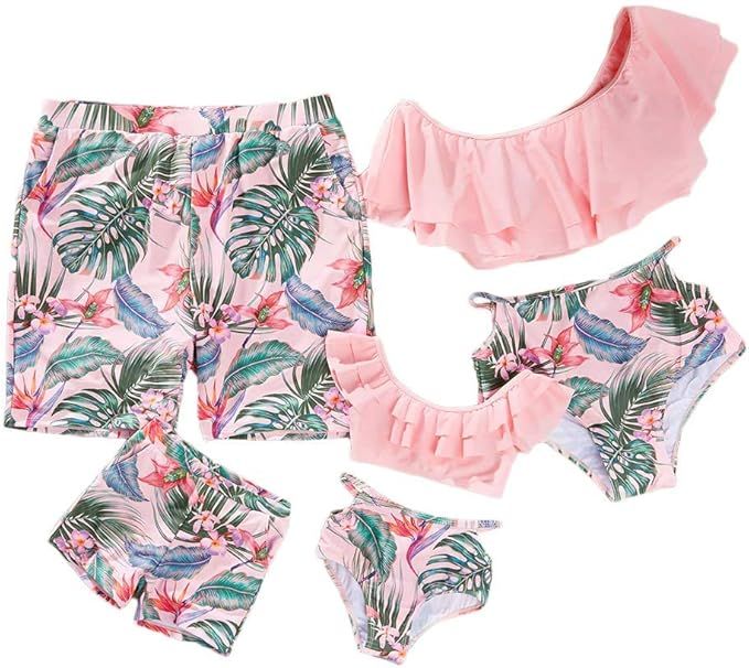 IFFEI Family Matching Swimwear Two Pieces Bikini Set Newest Printed Ruffles Mommy and Me Bathing ... | Amazon (US)