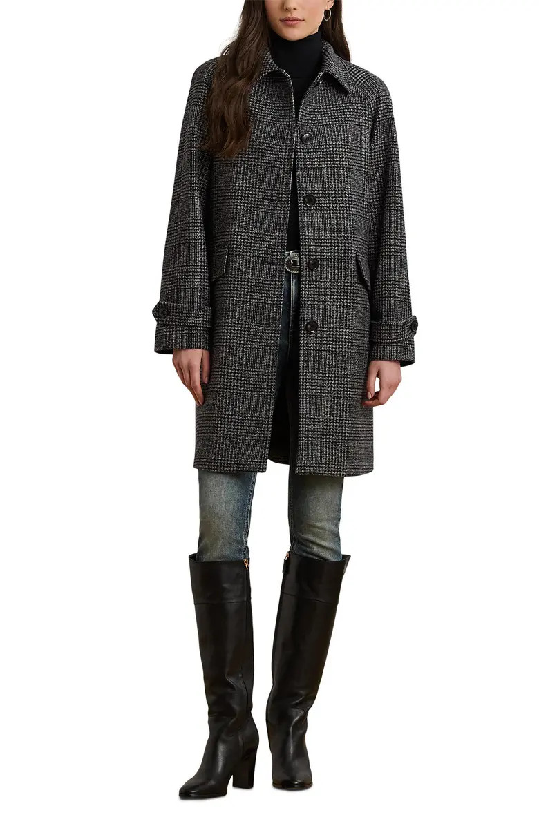 Lauren Ralph Lauren Single Breasted Plaid Wool Blend Coat | Nordstrom | Nordstrom