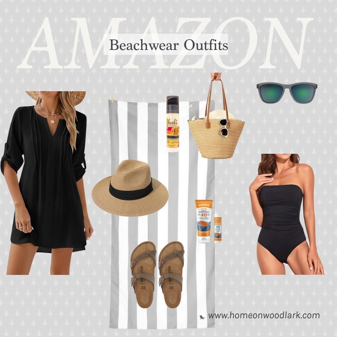 Amazon favorites for spring break.  

Black cover up.  Sunscreen.  Sun hat.  Black bathing suit.  Birkenstocks.  Goodr sunglasses.  Beach bag.  

#LTKOver40 #LTKTravel #LTKmomlife
