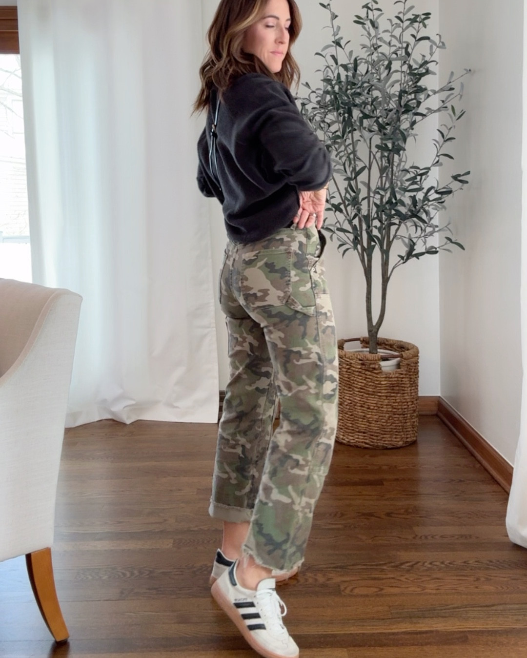 Camp pants. Classic and a little edgy. Love them casual or styled with a heel. 
Size down one to 24
Sweatshirt up one size to M
Sneaker down a full size 

#LTKgrwm #LTKSeasonal