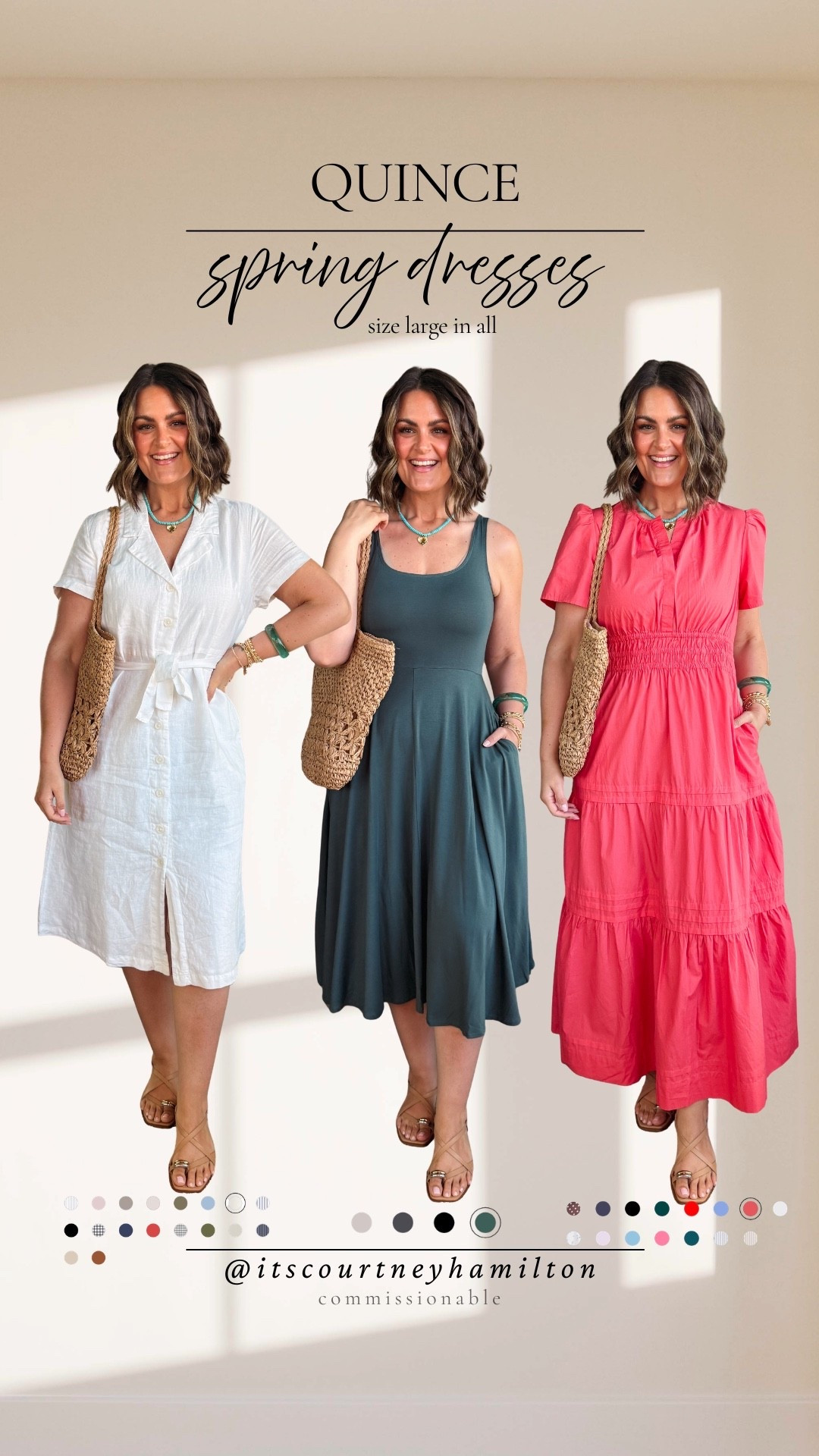 Obsessed with these dresses from @onequince for spring and summer ☀️ 

Wearing a large in all - and I LOVE that they come in so many colors!

#quincepartner spring dresses, graduation party, Easter dress, size 12, midsize

#LTKSeasonal #LTKMidsize #LTKootd