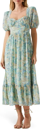 Floral Sweetheart Neck Midi Dress | Nordstrom Rack
