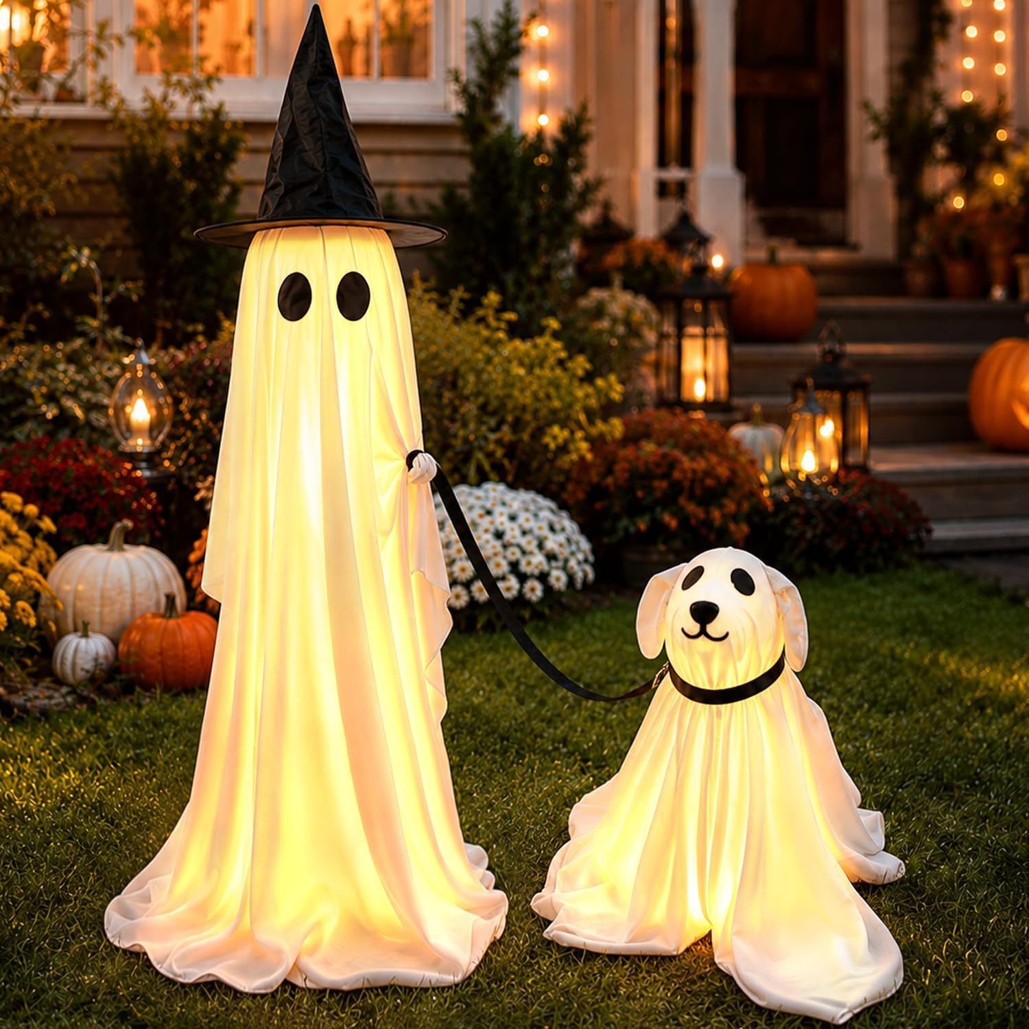 Halloween Decorations Outdoor,Light Up Ghost-Spooky Ghost with Dog,2 Packs | Amazon (US)