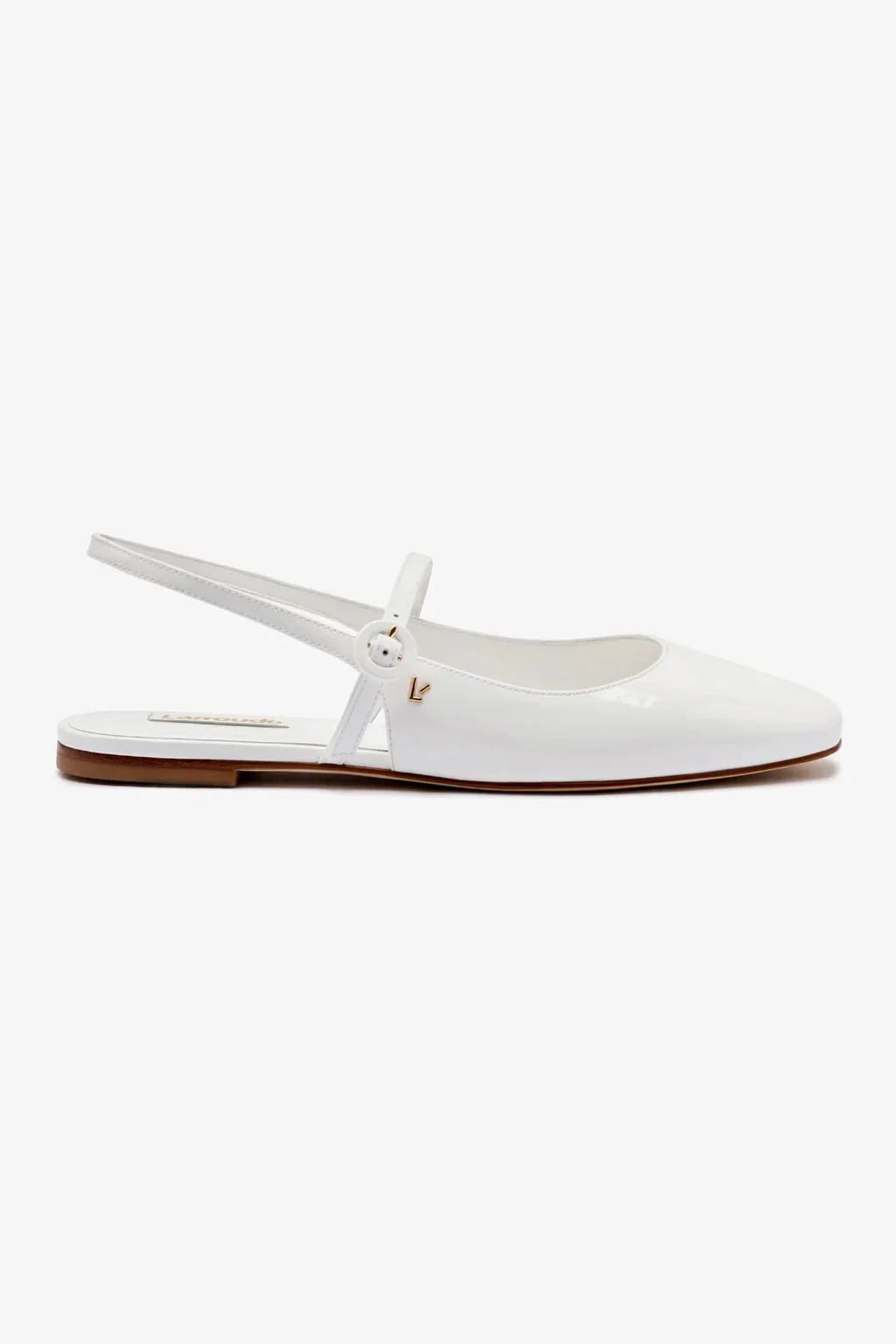 Georgina Ballet Flat In White Patent Leather | Larroude