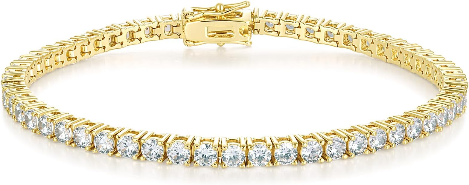 3/3.5mm Tennis Bracelet for Women Men, 18K Plated Cubic Zirconia Tennis Bracelet, Classic CZ Brac... | Amazon (US)