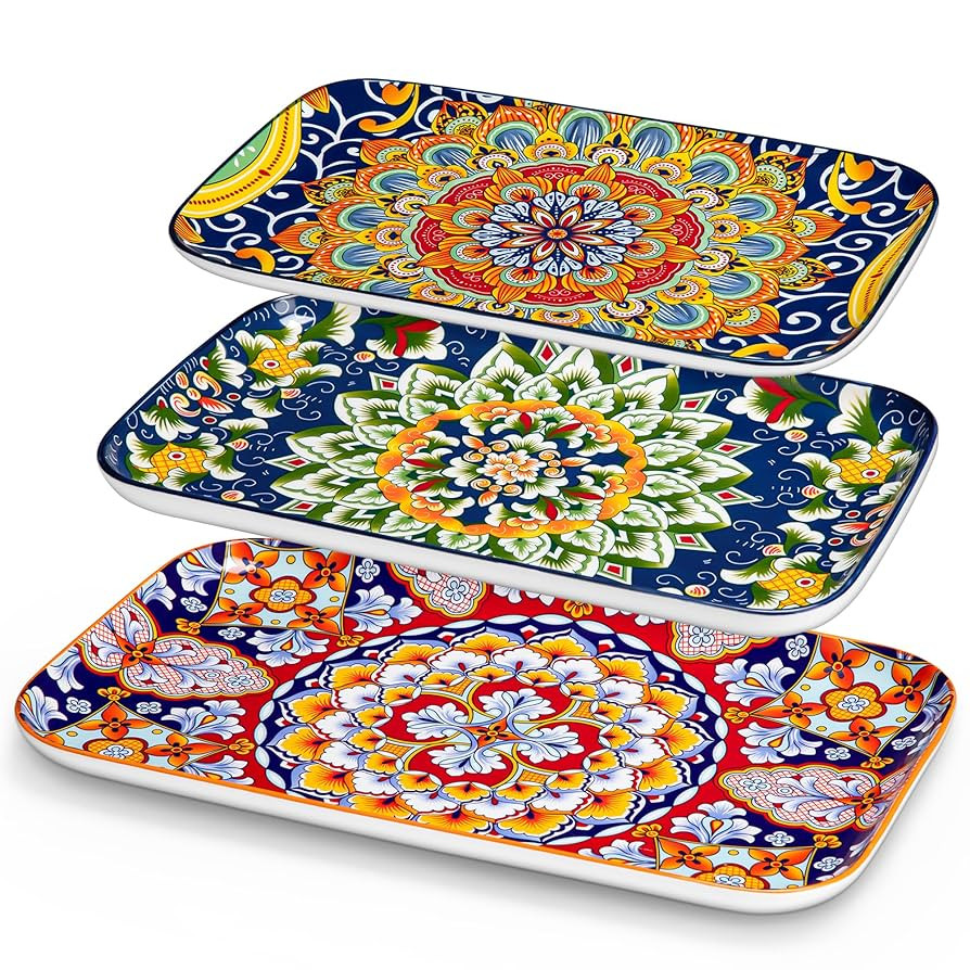 vancasso Serving Platters Set of 3, 16"/14"/12" Inch Rectangular Trays - Serving Platter Extra La... | Amazon (US)
