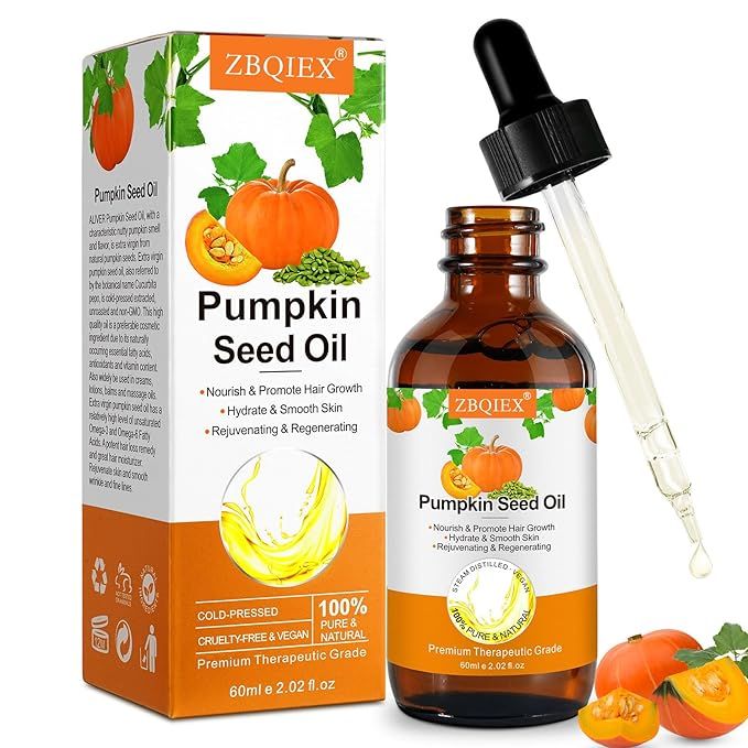 Pumpkin Seed Oil, Pumpkin Seed Essential Oil for Hair Growth & Dry Damaged Hair, Strengthen Hair ... | Amazon (US)