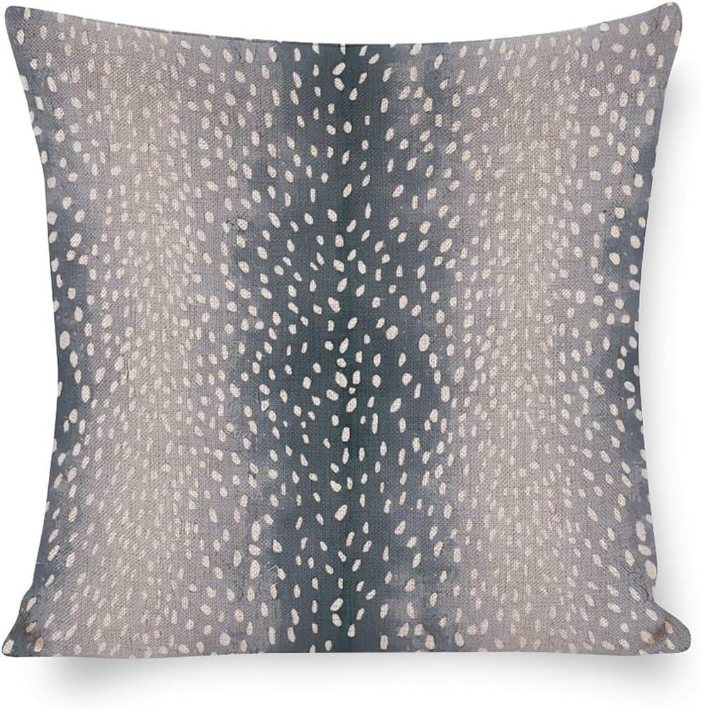 Antelope Pillow Covers, Square Fawn Animal Blue Antelope Print Modern Accent Linen Throw Pillow C... | Amazon (US)