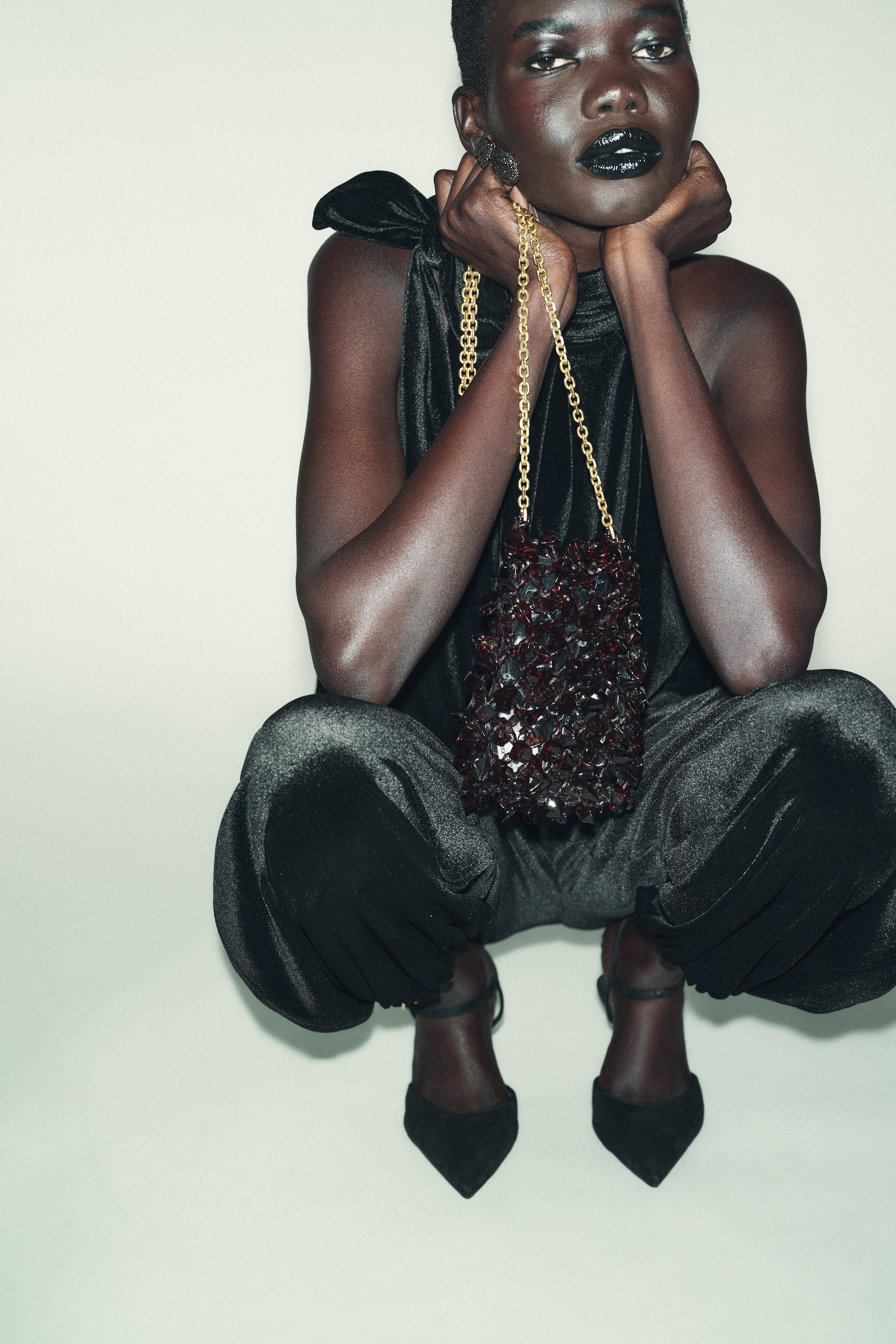 VELVET HALTER TOP WITH BOW | Zara UK