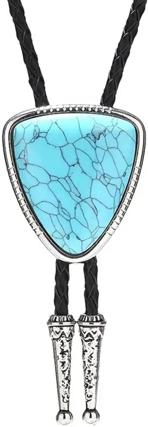 Turquoise Bolo Tie for Men, Leather Braided Necktie Western Cowboy Bola Tie Costume Accessories f... | Amazon (US)