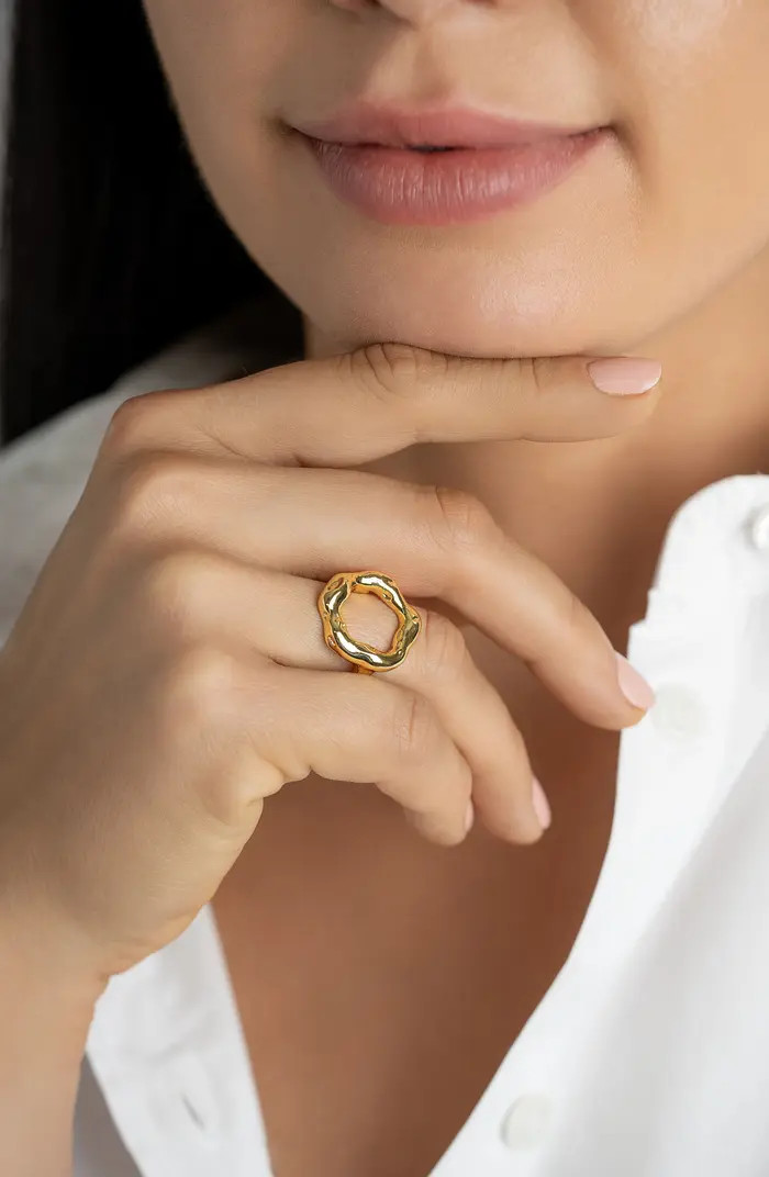Water Resistant Hammered Circle Ring | Nordstrom Rack