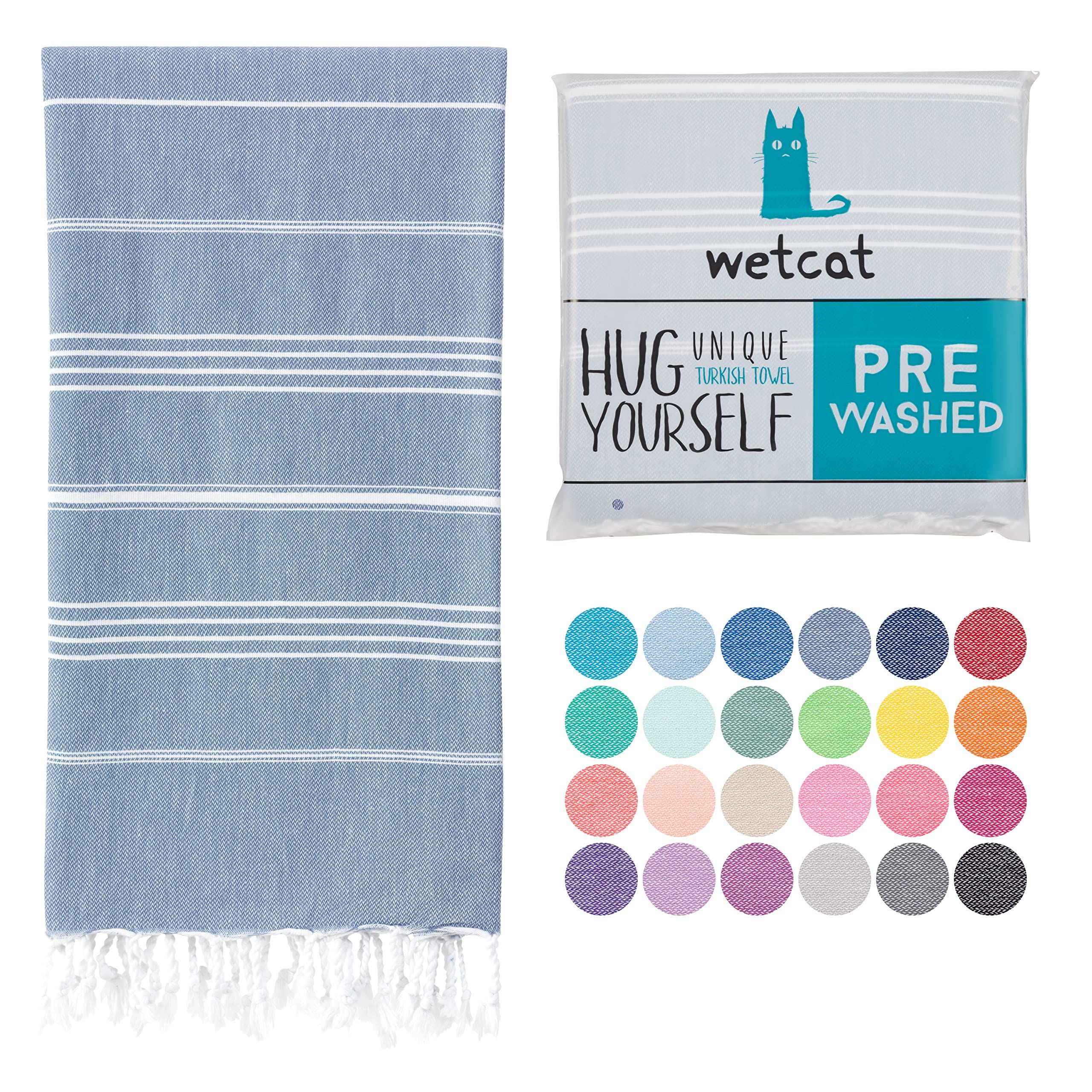 WETCAT Turkish Beach Towel (38 x 71) - Prewashed for Soft Feel, 100% Cotton - Quick Dry Pool Towels  | Amazon (US)