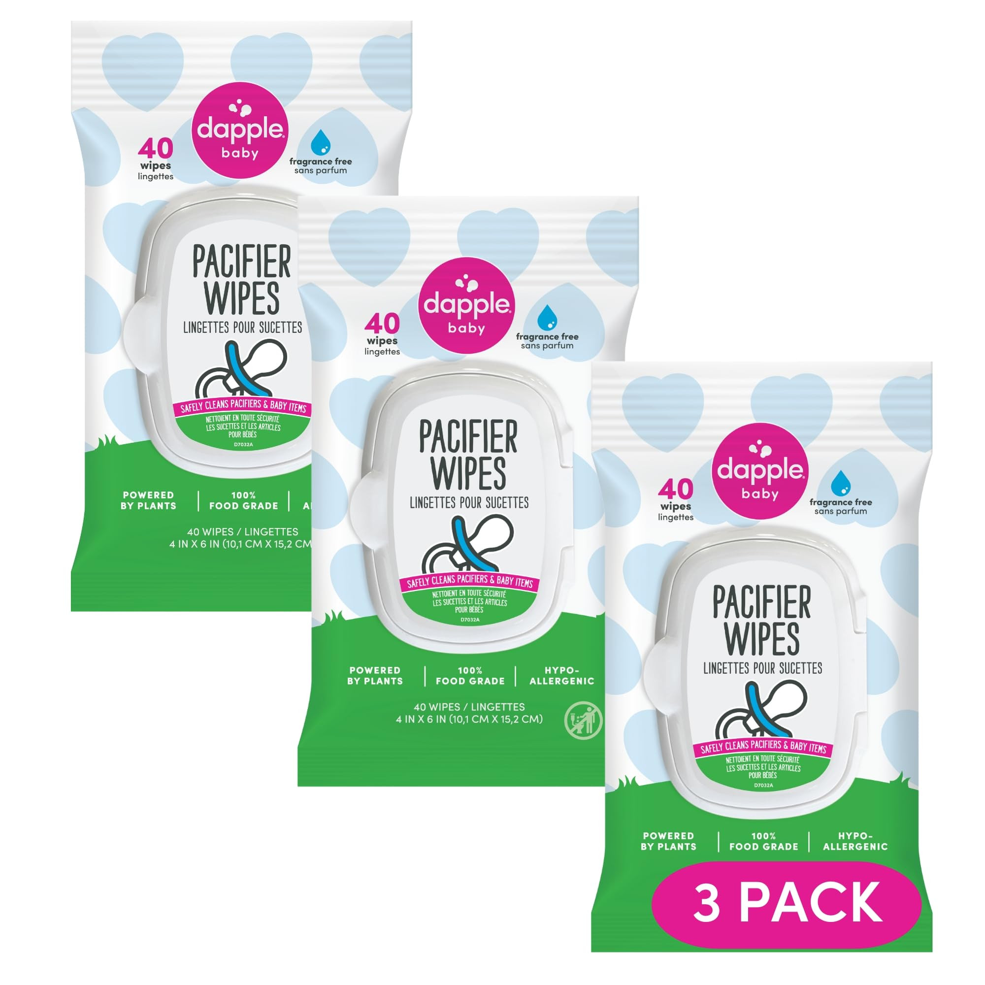Dapple Baby Pacifier Wipes for Infants and Toddlers - (3 Pack) 40 Count - Fragrance-Free, Hypoall... | Amazon (US)