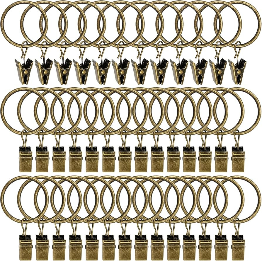 LLPJS 40 Pack Curtain Rings with Clips, Curtain Clip Rings Hooks, Bow Hanger Clips for Hanging Dr... | Amazon (US)