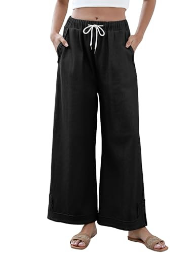 Athlisan Womens Baggy Wide Leg Palazzo Pants Casual Loose Drawstring Elastic Waisted Lounge Trous... | Amazon (US)