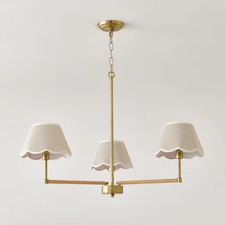 3-Light Contemporary Rope Fabric shade Chandelier,Gold Chandelier,Romantic Golden,Adjustable Pend... | Bed Bath & Beyond