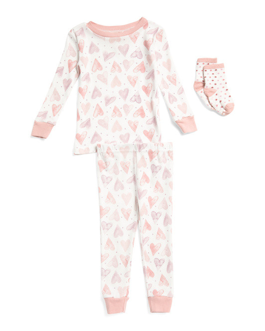 Infant And Toddler Girls 2pc Heart Printed Pajama Set | TJ Maxx