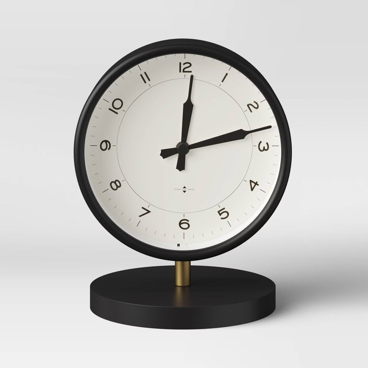 Table Clock Matte Black - Threshold™: Traditional Analog Desk Timepiece, Glass & Metal, 5.9" He... | Target