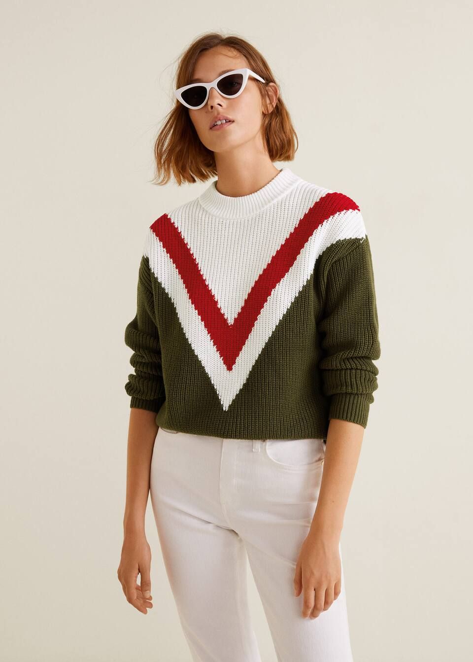 Tricolor cotton sweater - Women | MANGO (US)