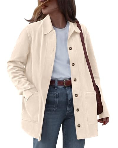 BTFBM Faux Suede Jacket Women Fall Fashion 2025 Leather Jackets Long Sleeve Button Down Winter Coats Shackets Outerwear(Beige, Medium) | Amazon (US)