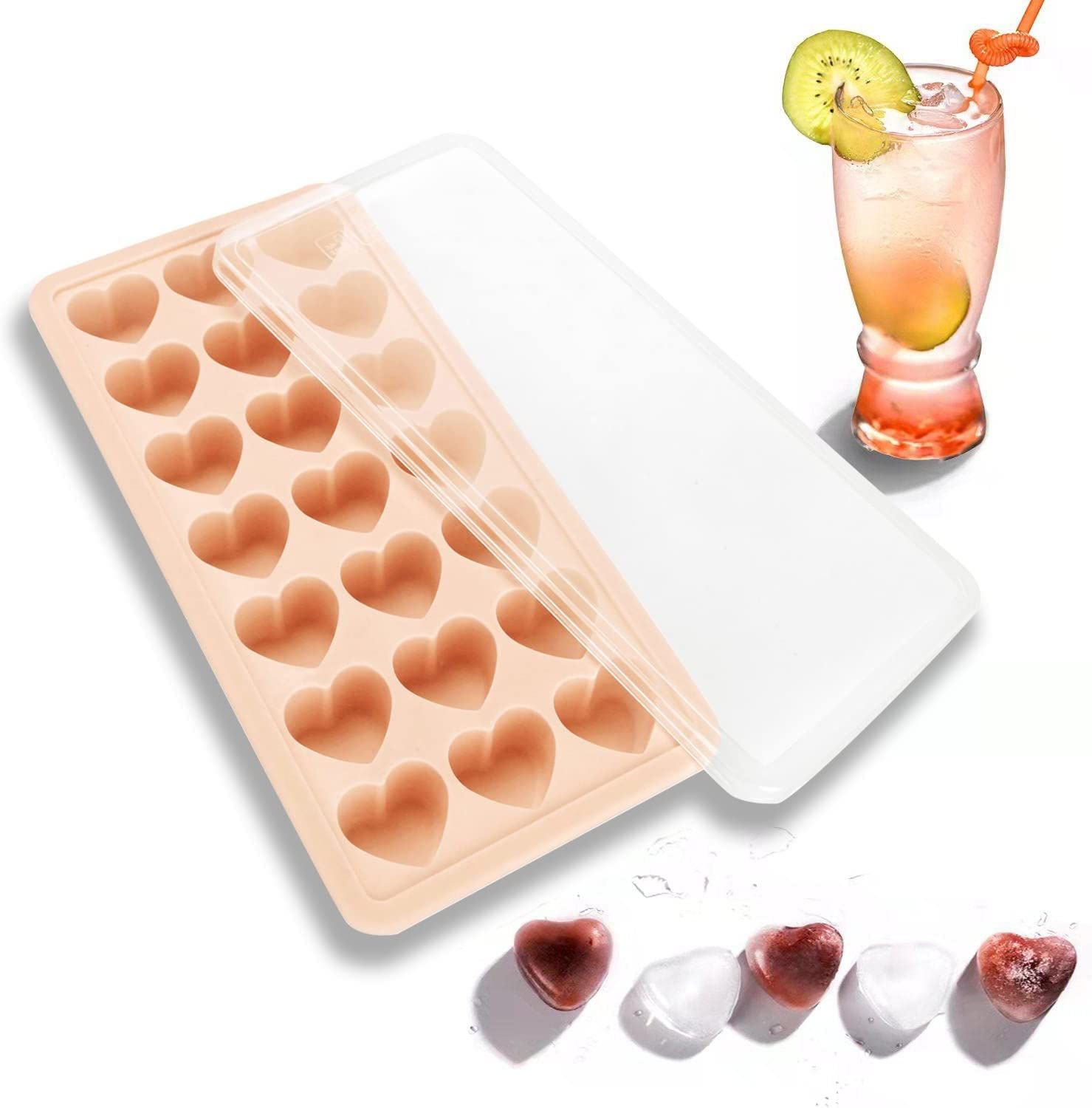 Heart Shape Ice Cube Tray, 21 Holes Silicone Ice Cube Mold with Removable Lid Flexible for Whiske... | Amazon (US)