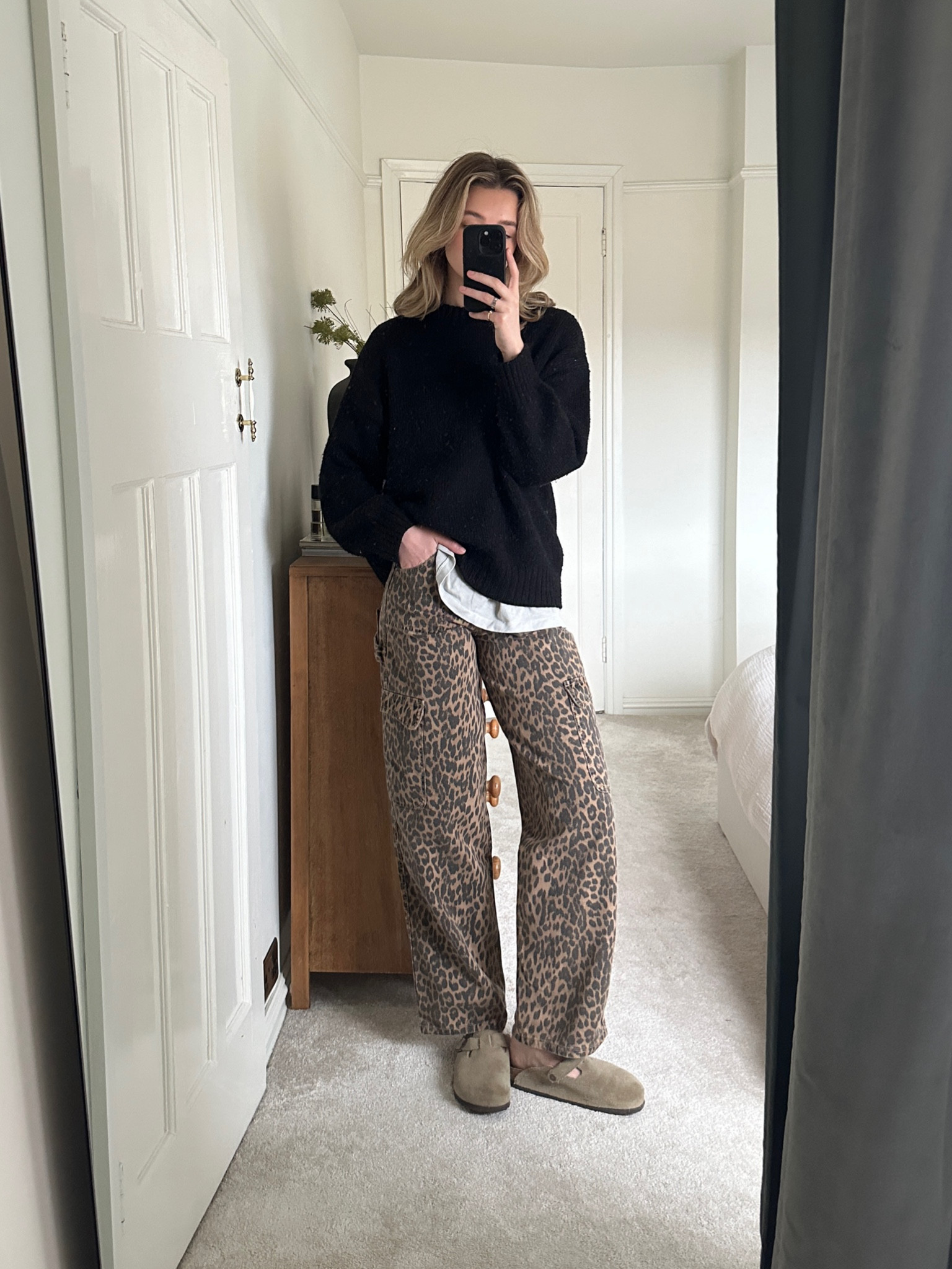 Leopard print jeans, Birkenstock Boston, DISSH, Arket, AllSaints, Matches, H&M, Anthropologie, winter outfit, casual outfit, weekend outfit idea

#LTKeurope #LTKMostLoved #LTKstyletip