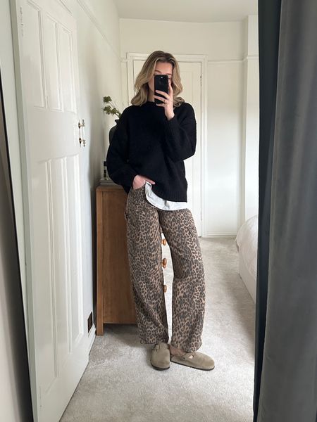 Leopard print jeans, Birkenstock Boston, DISSH, Arket, AllSaints, Matches, H&M, Anthropologie, winter outfit, casual outfit, weekend outfit idea

#LTKeurope #LTKMostLoved #LTKstyletip