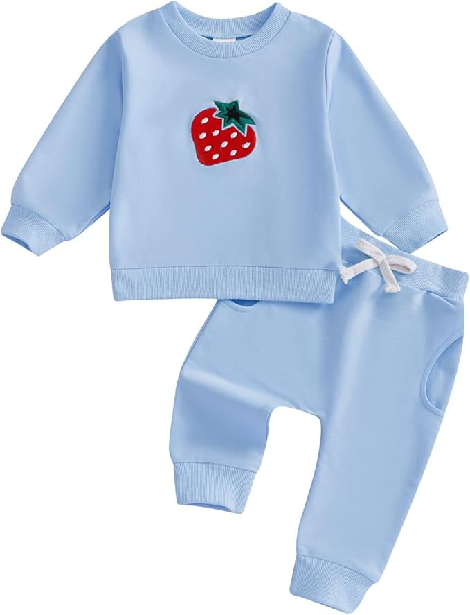 Toddler Clothes for Baby Girls Cute Strawberry Long Sleeve Sweatshirt Pants Girls Warm Fall Winte... | Amazon (US)