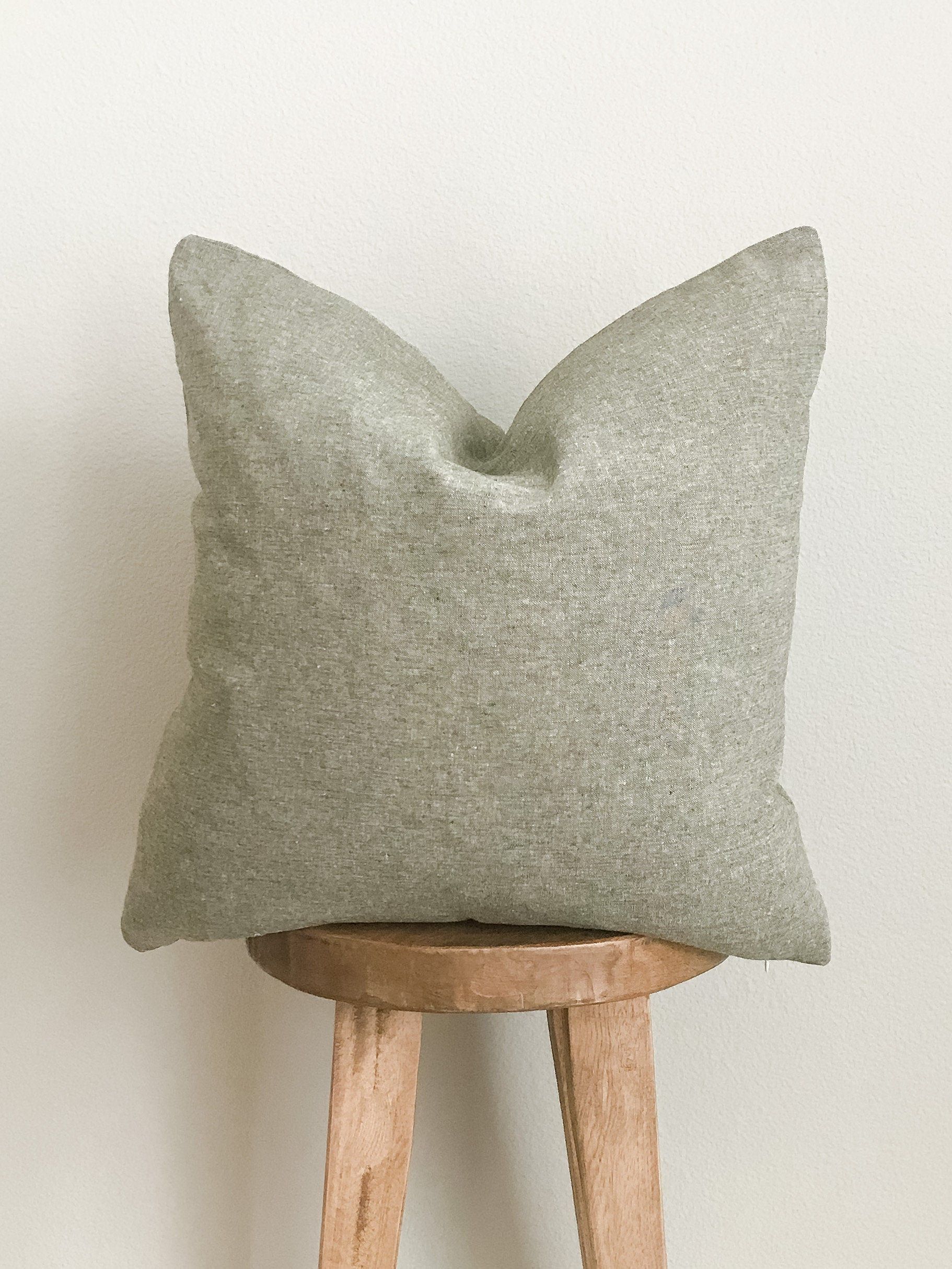Olive Yarn Dyed Linen Pillow Cover | Neutral Sage Green | Modern Coastal Farmhouse Nursery Home D... | Etsy (US)