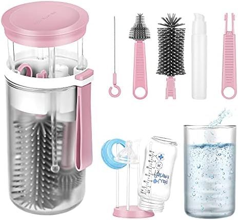 Baby Bottle Brush Set,6 in 1 Travel Baby Bottle Cleaning Kit,Bottle Brushes for Cleaning Baby wit... | Amazon (US)