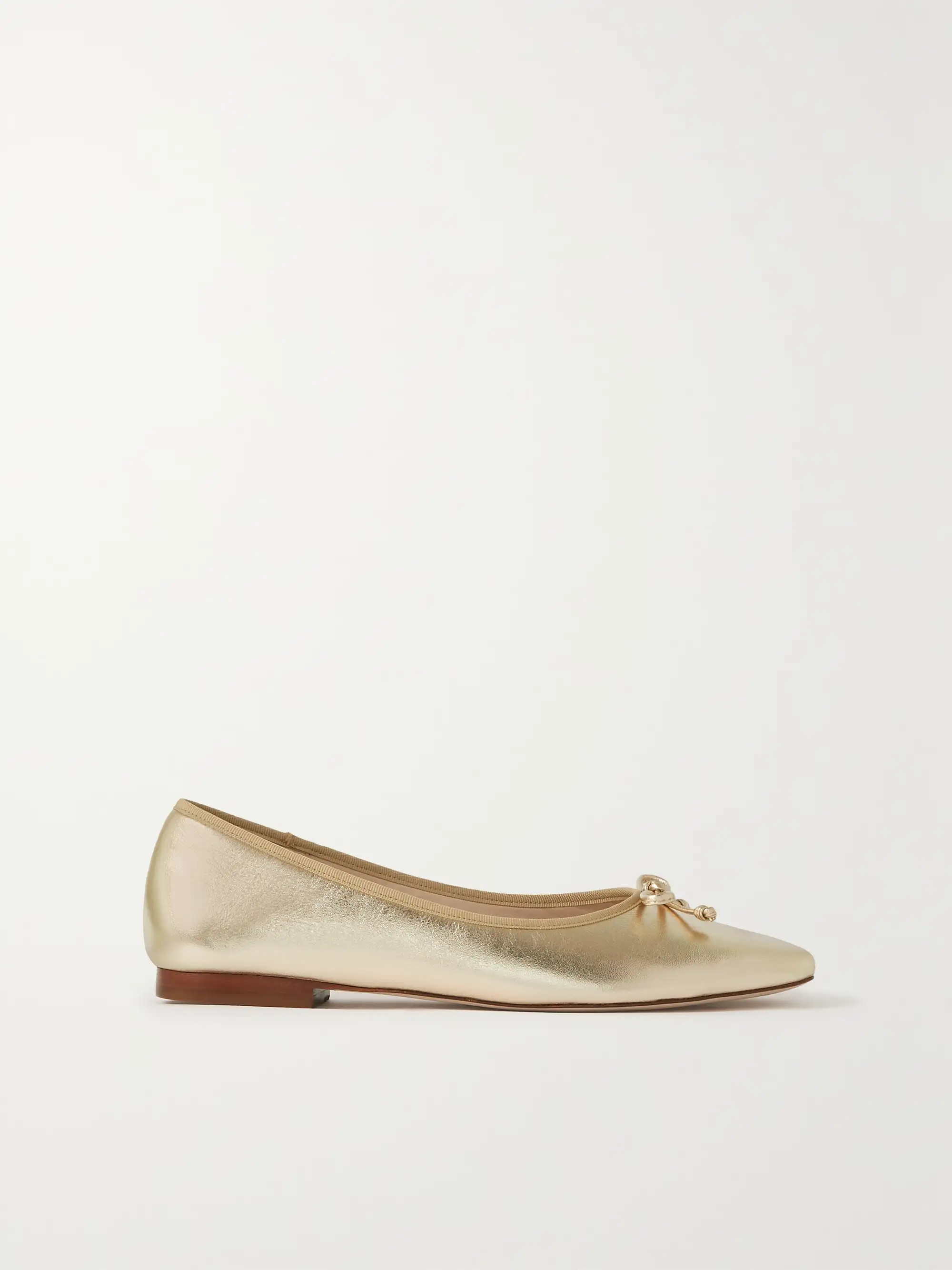 Bow-embellished metallic leather ballet flats | NET-A-PORTER (US)