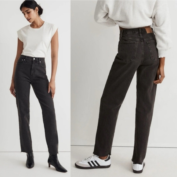 Madewell The Perfect Vintage Straight Leg Raw Hem Jeans Lunar Wash Size … | Poshmark