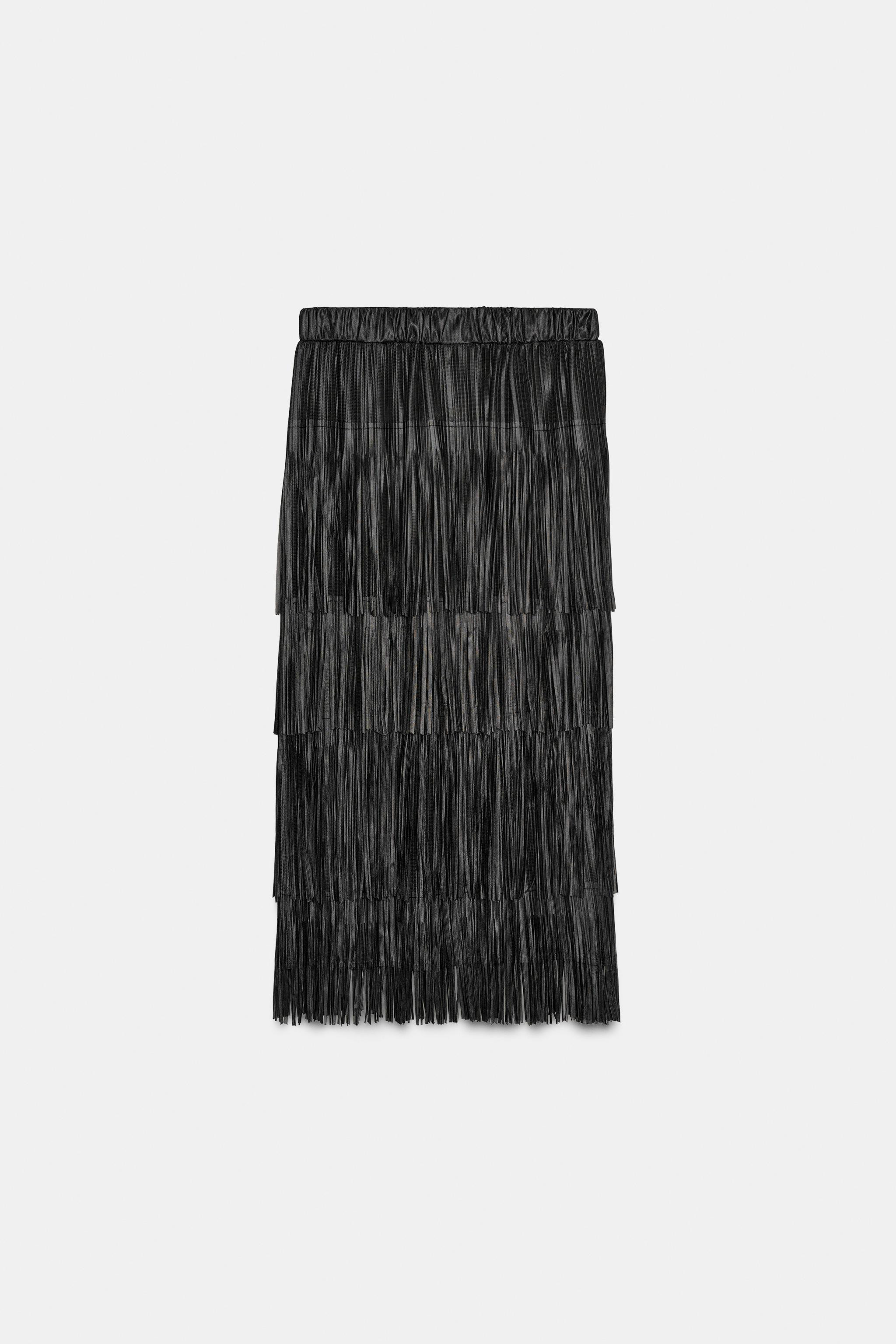 FRINGED MIDI SKIRT | Zara US