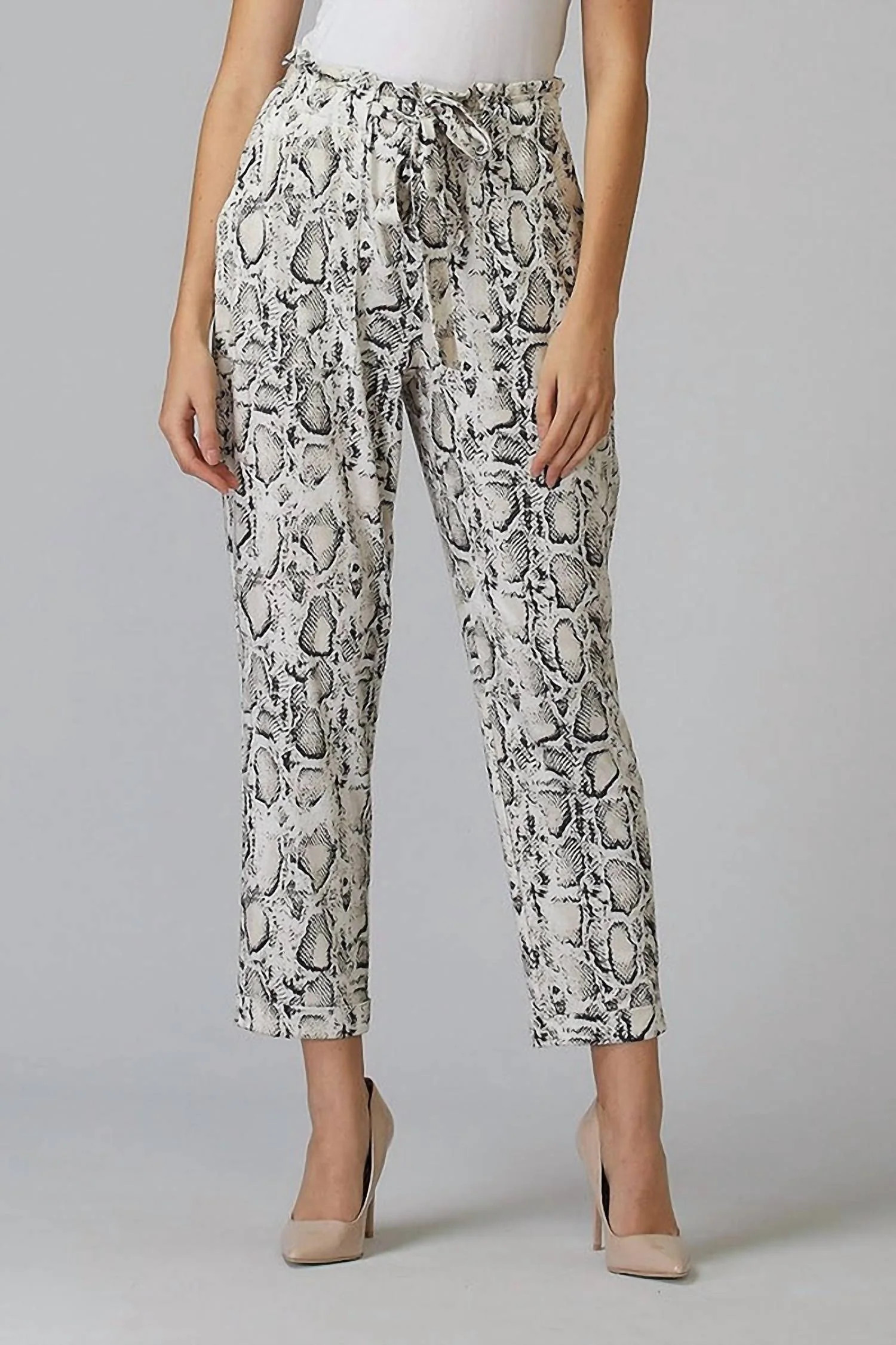 Snakeskin Print Pants In Black | Shop Simon