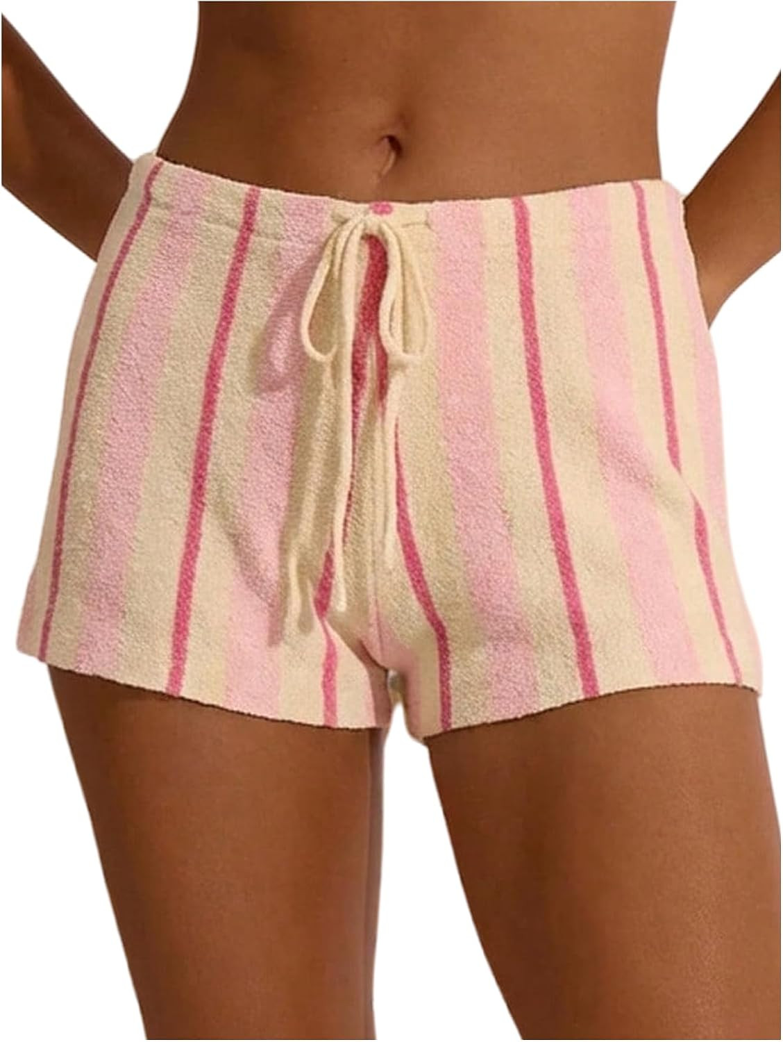 RoseSeek Women's Striped Terry Cloth Mini Shorts Summer Beach Outfits | Amazon (US)