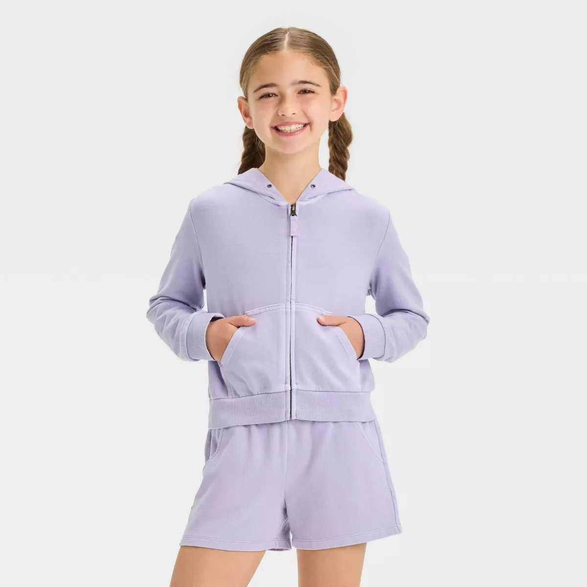 Girls' French Terry Zip-Up Hoodie Sweatshirt - Cat & Jack™ | Target