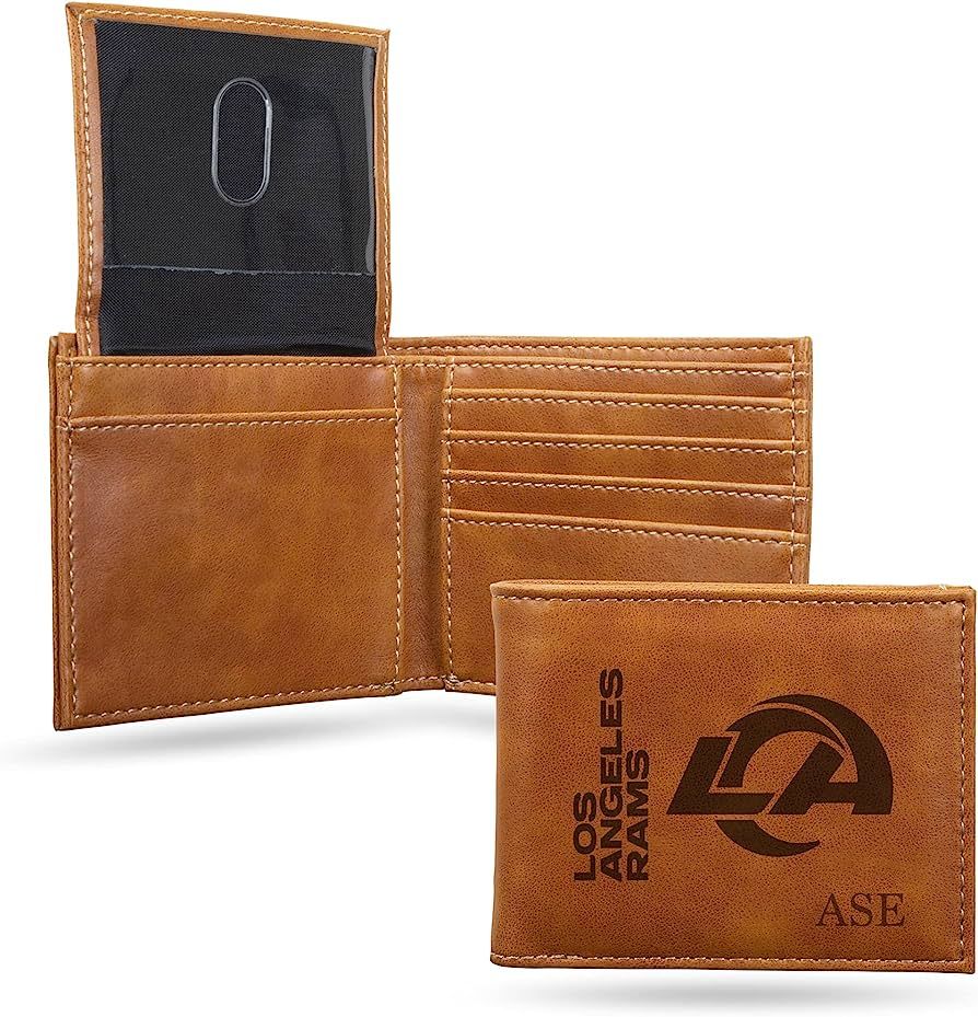 Rico Industries NFL Los Angeles Rams Brown Personalized/Custom Laser Engraved Billfold Wallet - S... | Amazon (US)