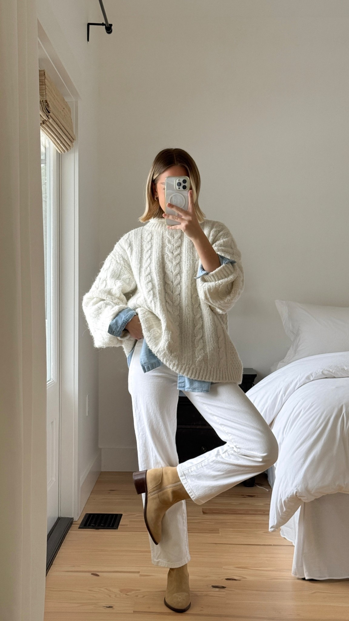 breaking out the sweaters for this cold weather ☁️ Exact shirt, jeans and boots are linked from Sezane along with some similar pieces! 

#LTKootd #LTKSaleAlert #LTKgrwm