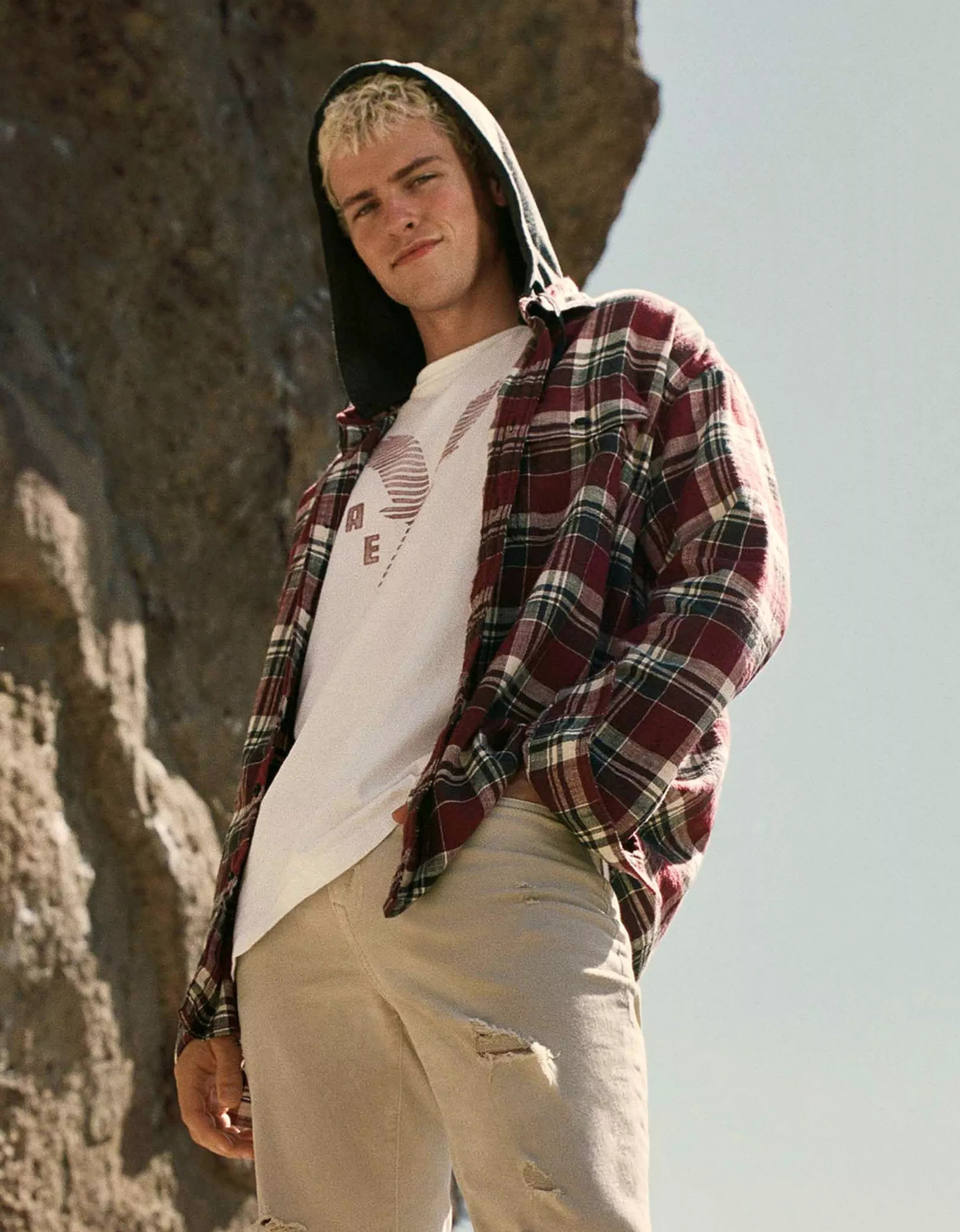 AE Super Soft Hooded Flannel Shirt | American Eagle Outfitters (US & CA)