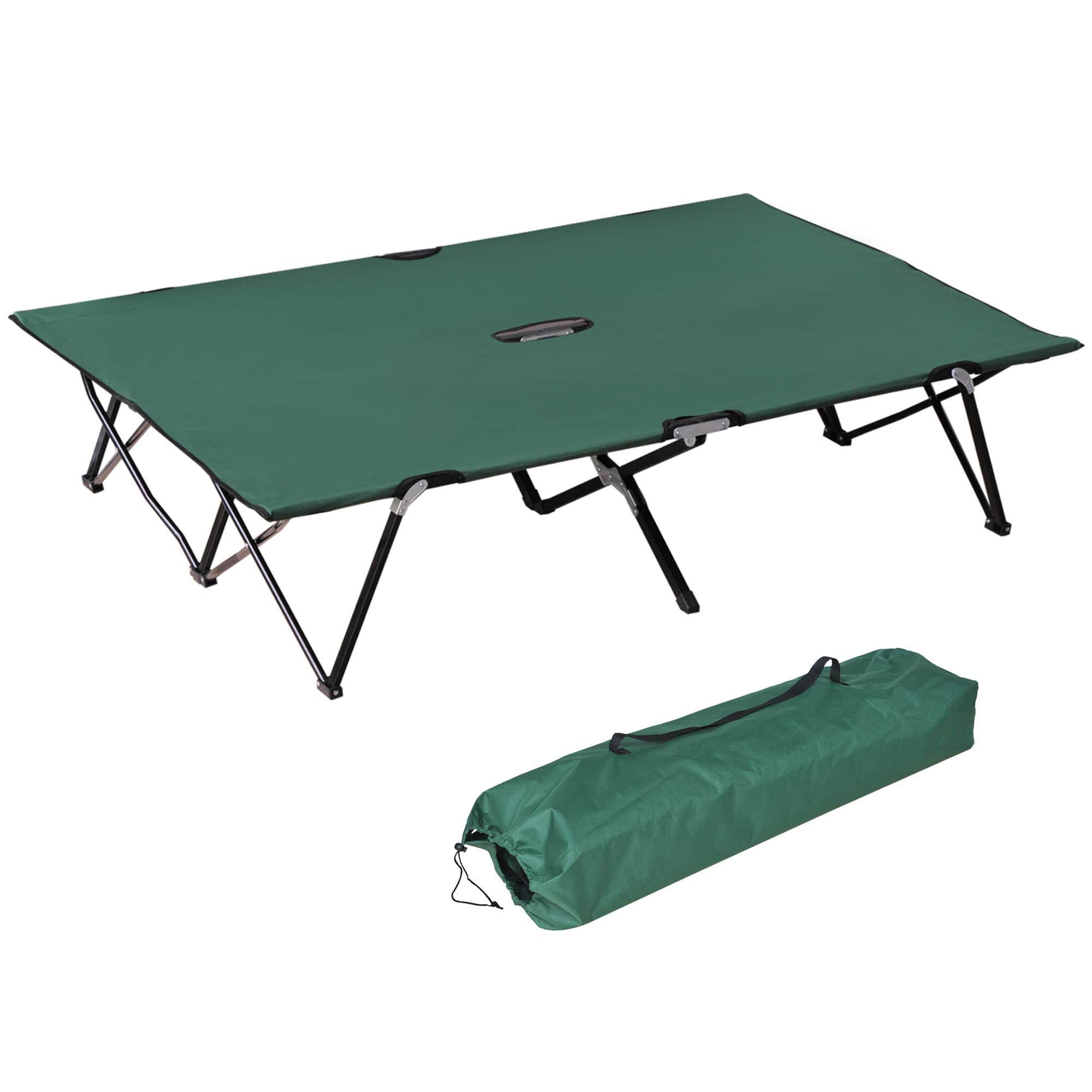 Outsunny 2 Person Folding Camping Cot for Adults, 50" Extra Wide Outdoor Portable Sleeping Cot wi... | Amazon (US)