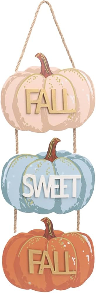 DN DECONATION Fall Hanging Wall Sign Wood Pumpkin Door Hanger Fall Signs Decor, 3 Pieces Rustic H... | Amazon (US)