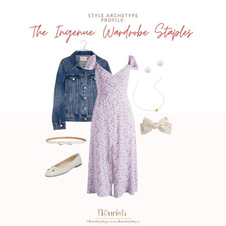 The Ingenue can take a ditsy floral dress and style it for literally any season. For Spring and Fall, pair it with cutie ballet flats and a jean jacket with dainty jewelry accents! In Winter this Archetype can warm things up with fuzzy sweaters and tall boots, and in Summer get easy breezy with a light sandal. 
#ditsydress #jeanjacket #balletflats #ingenue 

#LTKstyletip #LTKSeasonal #LTKshoecrush