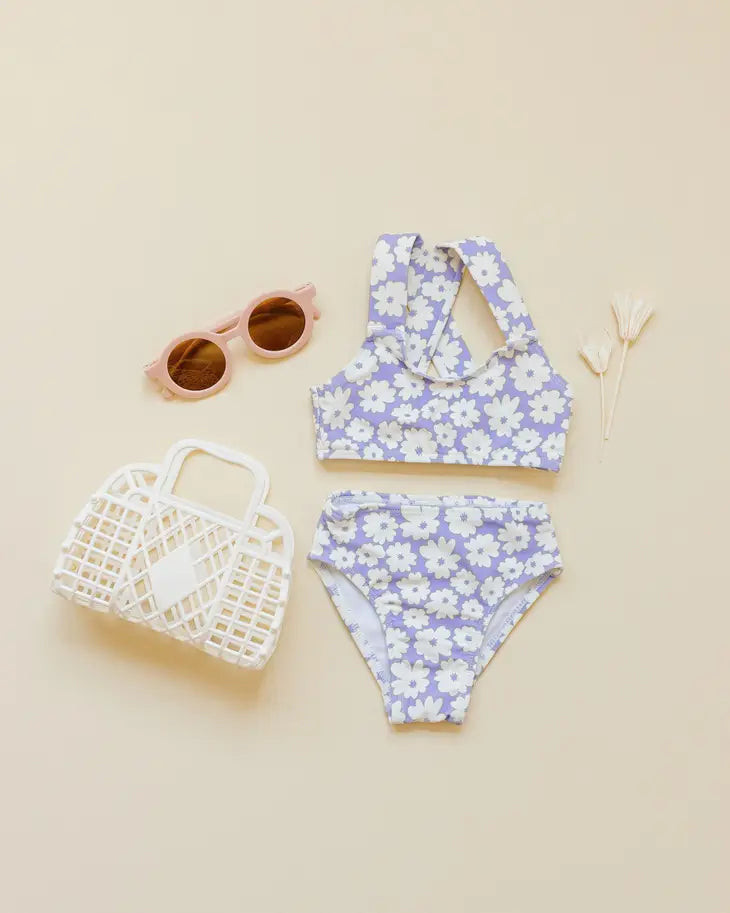 Cross Back Bikini | Purple Floral | PEGGI + ME