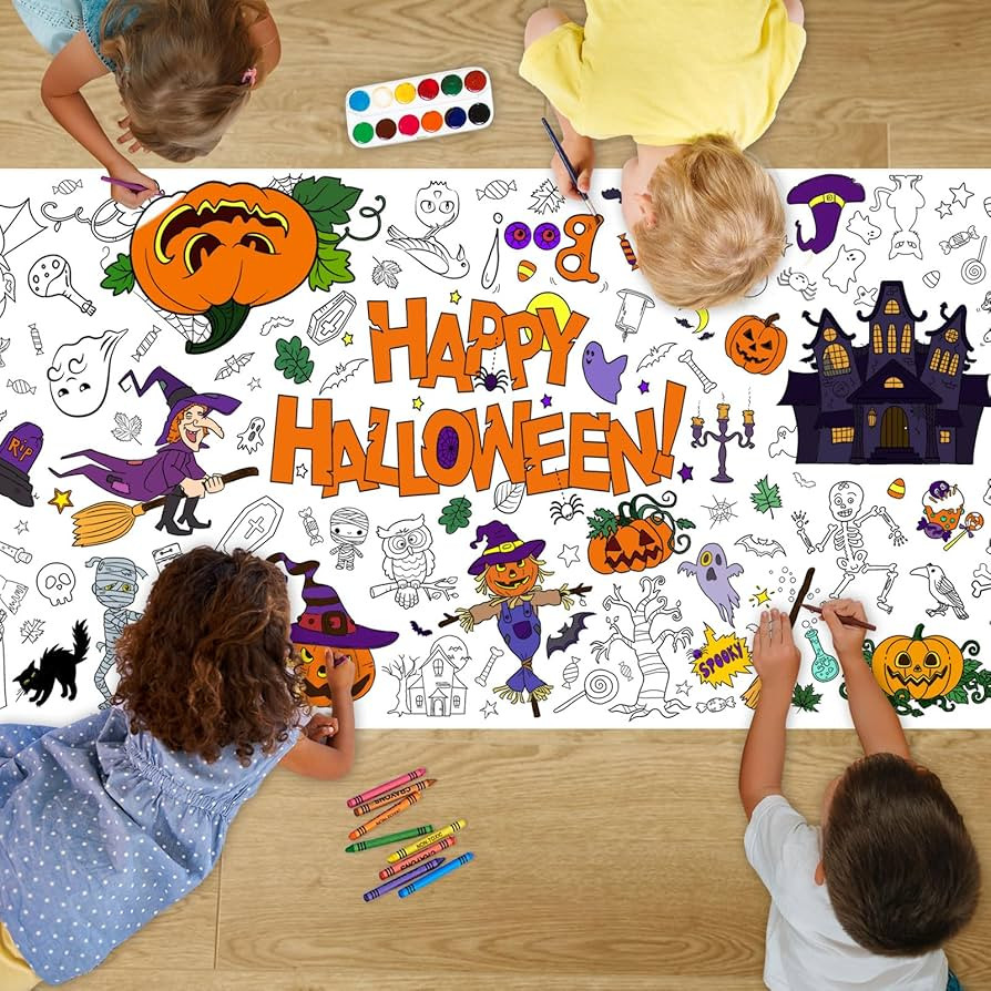 Halloween Crafts for Kids-Giant Coloring Tablecloth Poster 72x30 Inches,Jumbo Coloring Paper Bann... | Amazon (US)
