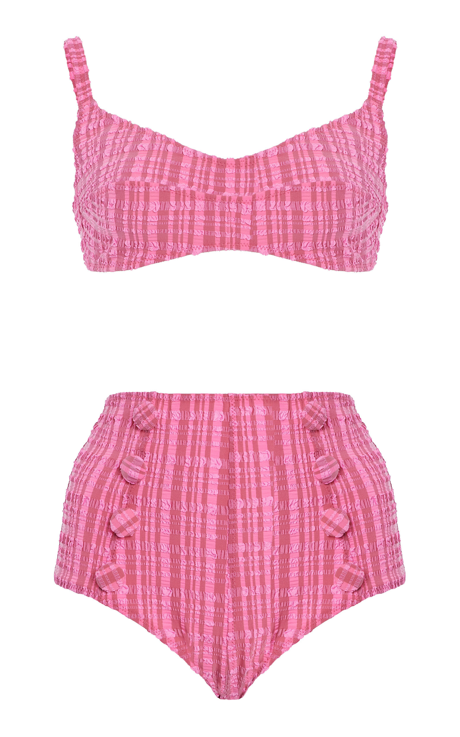 Lisa Marie Fernandez - Seersucker Balconette High-Waist Bikini - Pink - M - Moda Operandi | Moda Operandi (Global)