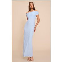 Light Blue Textured Bardot Sleeveless Maxi Dress | PrettyLittleThing US