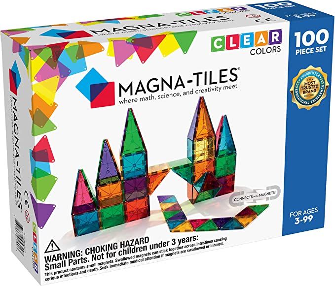 Amazon.com: Magna-Tiles 100-Piece Clear Colors Set, The Original Magnetic Building Tiles For Crea... | Amazon (US)